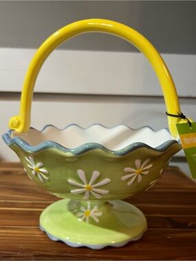 🌼 Pier 1 Imports Hand-Painted Floral Basket